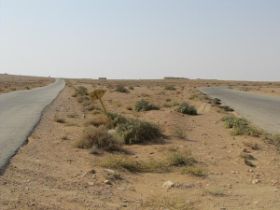 moderne wereld na de woestijn doorkruising met duidelijke richtingsborden, wij gingen hier volgens de gps maar de 4e kant op, zonder asfalt.jpg