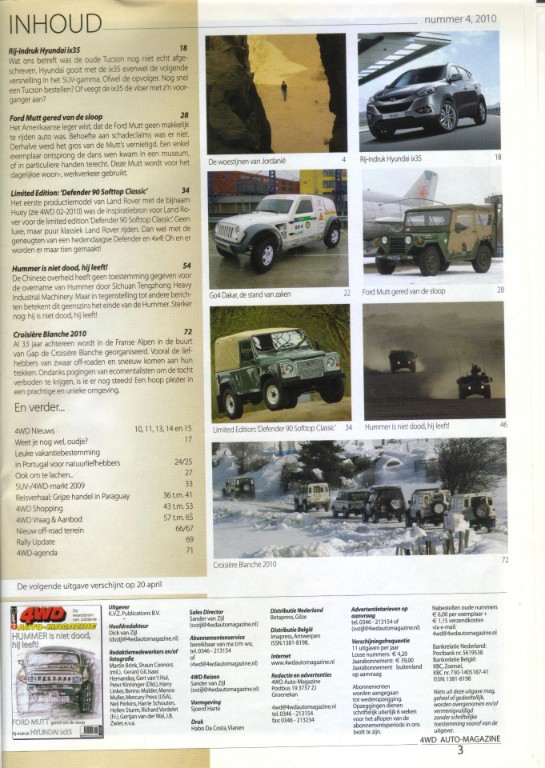 4wd auto magazine inhoudsopgave